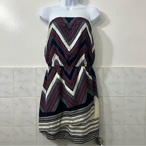 Express Women’s Chevron Multicolor Strapless Tube Mini Dress M Casual Boho Chic